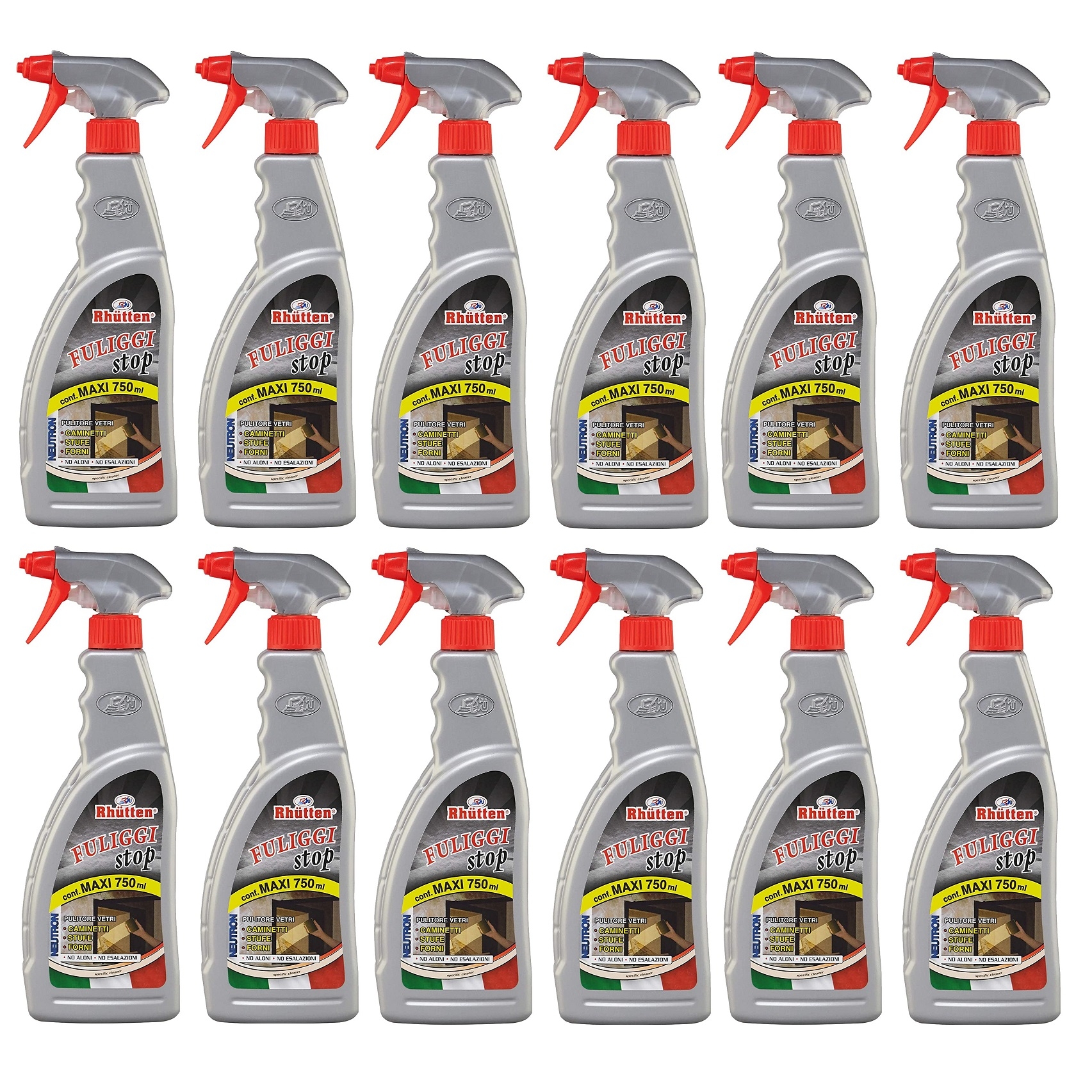 12-pack Fuliggi stop spray 750 ML glass cleaner for fireplaces - stoves and ovens